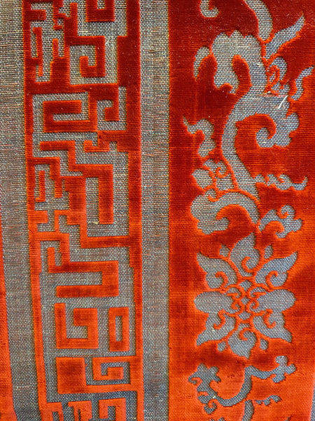 antique red velvet rug floor or wall hanging
