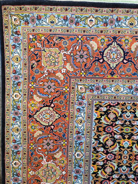 Finely Handwoven Vintage Persian Tabriz Mahi, Fish Design, Multicolor