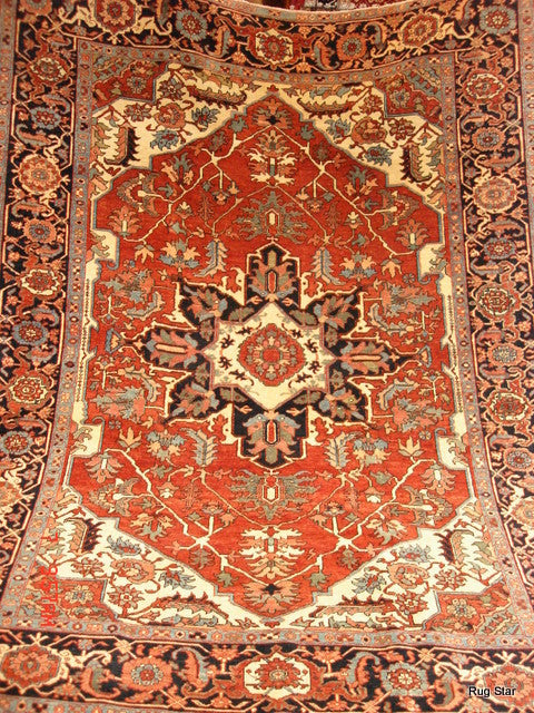 Persian Heriz Rug for sale orange red beige