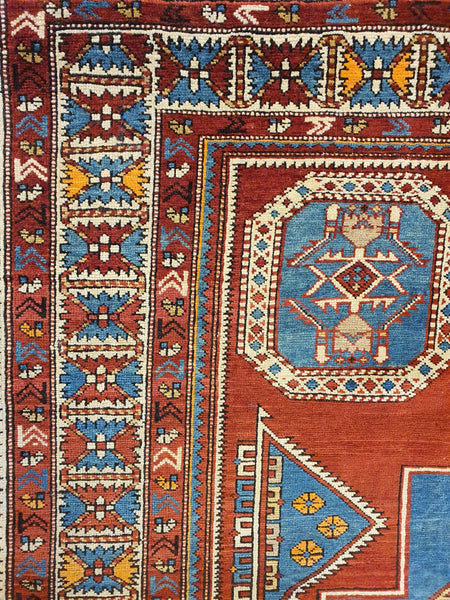 buy antique rug shirvan red blue yellow gold