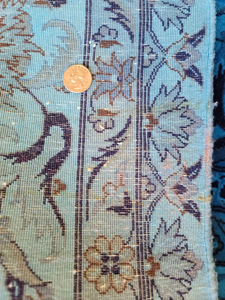 hand knotted blue area rug