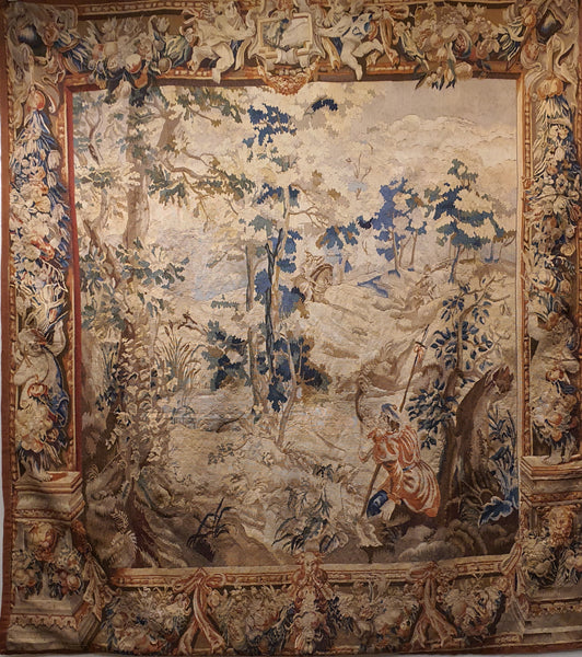 hanging antique tapestry