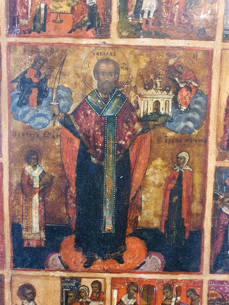 Russian Icon Depiction of the Life of Saint Nicholas