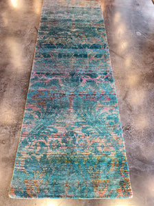 modern blue runner rug