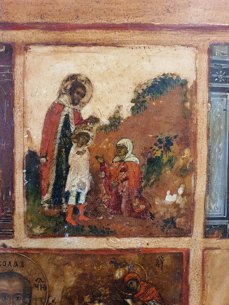 Russian Icon Depiction of the Life of Saint Nicholas