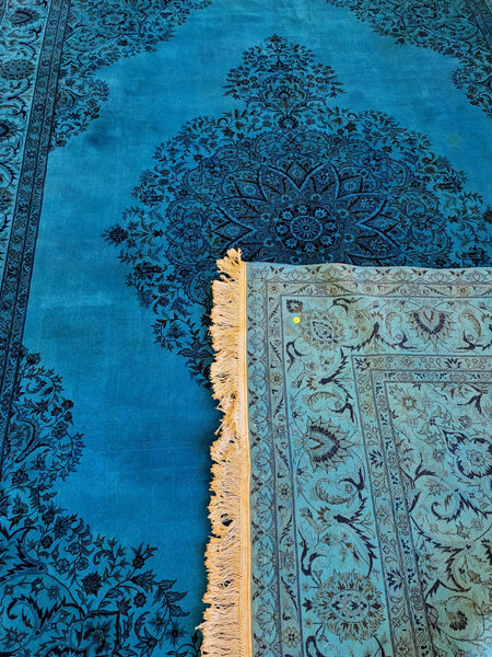 overdyed blue area rug