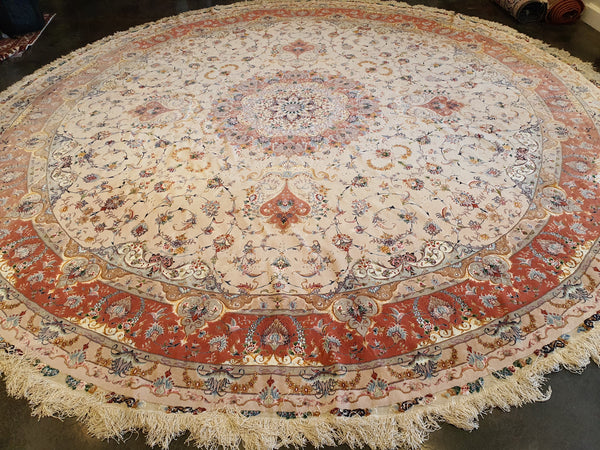 beautiful round persian carpet salmon ivory cream