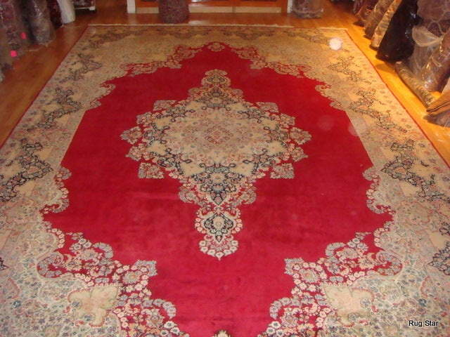Antique signed Persian kerman rug