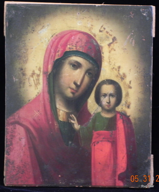 mother and child religious art icon orthodox russian antique