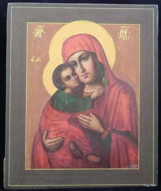 mother and child religious art icon orthodox russian antique