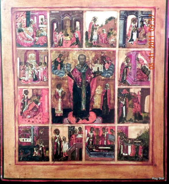 Antique Authentic Russian Religious Icon Depicting Vita Nicholas