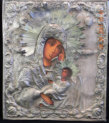 Depiction of Vladimir Mother of God Antique Russian Icon